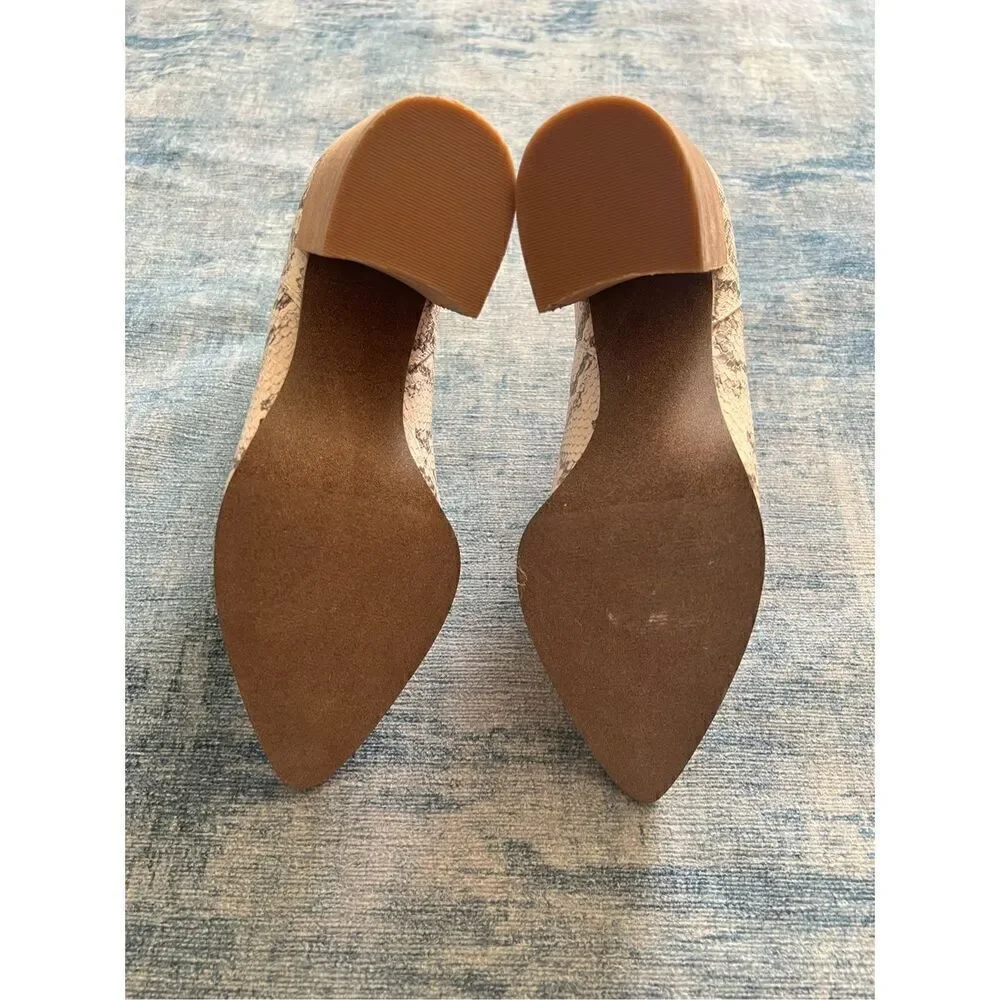 Steve Madden Cream Brown Snake Print Knoxi Pointed Toe Booties Size 8.5